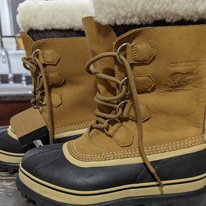 NWT! SOREL Caribou Leather Winter Waterproof Nubuck Lace up Boots! Size 8